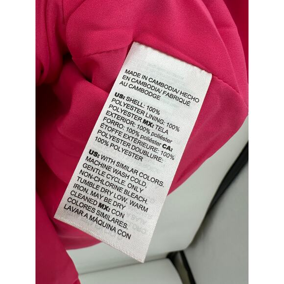 Chico's Jacket Women Size 16/18 Barbie Pink Mid Length Shantung Button Front NWT - Picture 9 of 10